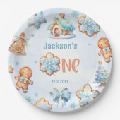 Een lieve Cookie Boy Kerstmis 1e verjaardag Papieren Bordje (Voorkant)