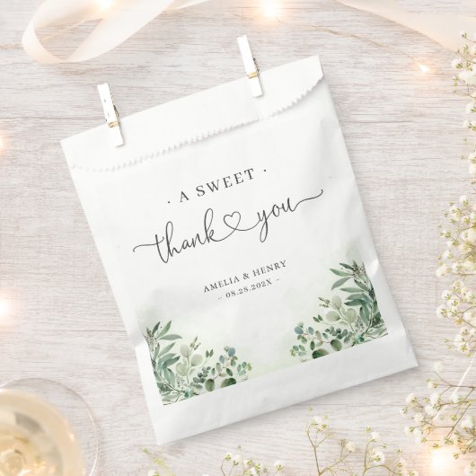 Een lieve dank | groen eucalyptus bruiloft bedankzakje (Geknipt)