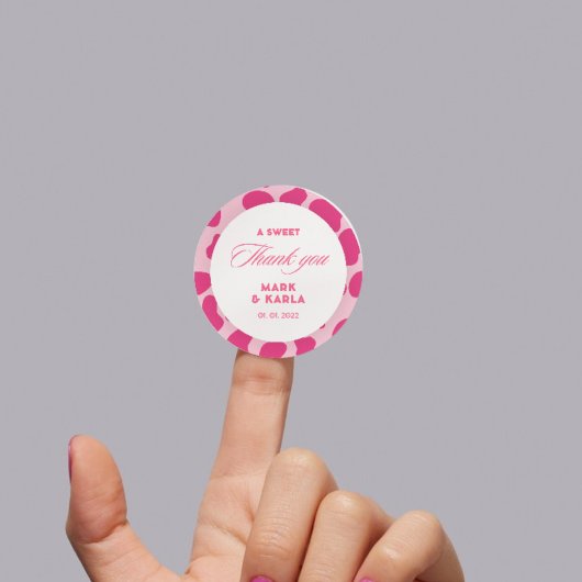 Een lieve dank u disco roze cowgirl bruiloft gunst ronde sticker