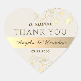 Een lieve dank u gouden bruiloft gunst hart sticker