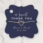 Een lieve dank u marineblauwe bruiloft bedankjes labels (Voorkant)