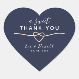 Een lieve dank u marineblauwe bruiloft hart sticker