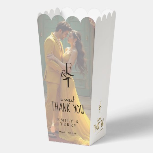 Een lieve dank u Monogram Minimale bruiloft foto Bedankdoosjes (Achterkant)