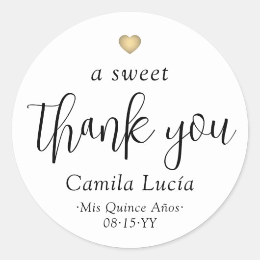 Een lieve dank u Quinceañera Modern 15e verjaardag Ronde Sticker (Voorkant)
