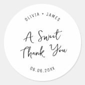 Een lieve dank u stijlvolle bruiloft gunst ronde sticker (Voorkant)