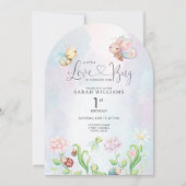 Een Lieve Klein Liefdesbeestje Waterverf Meisje 1e Kaart (Voorkant)