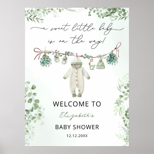Een lieve kleine baby kleding Baby shower welkom Poster (Voorkant)