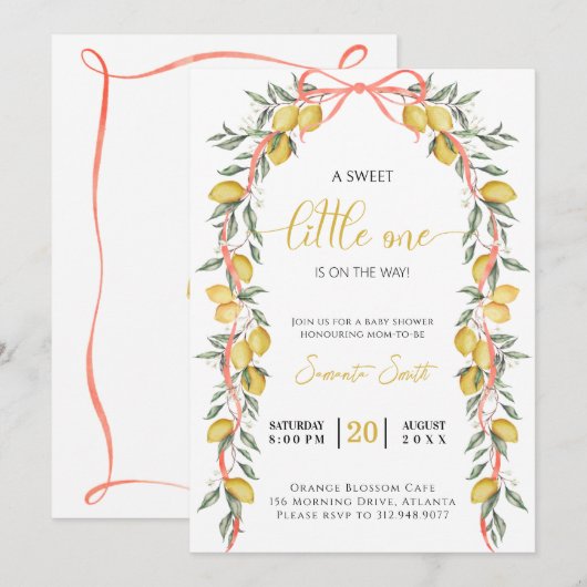 Een lieve kleine een citroen Baby shower Uitnodigi Kaart (Voorkant / Achterkant)