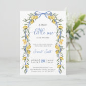 Een lieve kleine een citroen Baby shower Uitnodigi Kaart (Staand voorkant)