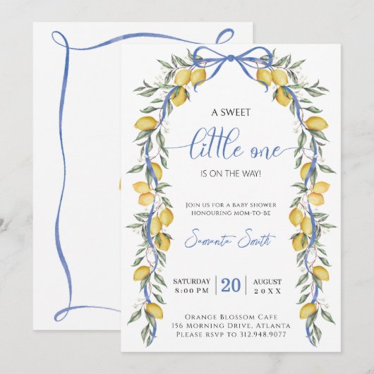 Een lieve kleine een citroen Baby shower Uitnodigi Kaart (Voorkant / Achterkant)