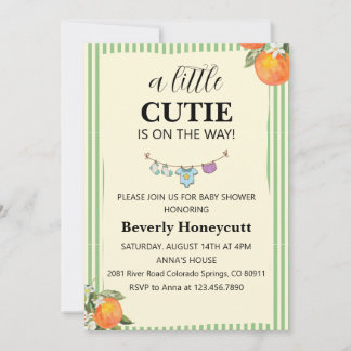 Een Lieve Kleine Oranje Baby Shower Uitnodiging
