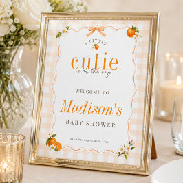 Een Lieve Kleine Oranje Baby Shower Welkomstbord Poster