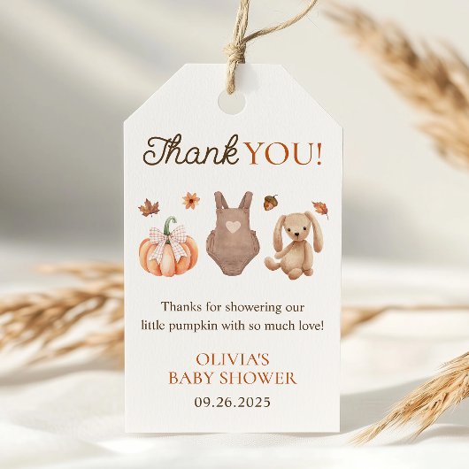 Een lieve kleine pompoen Herfst Baby shower gunst Cadeaulabel
