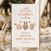 Een lieve kleine pompoen Herfst Baby shower welkom