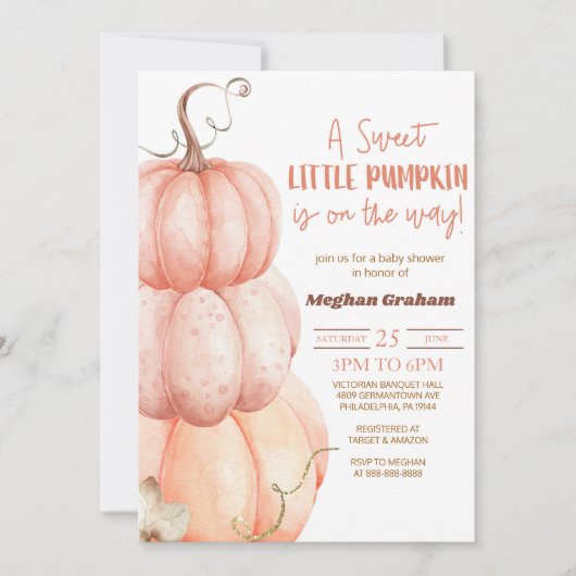 Een lieve kleine pompoen is onderweg! Baby Shower Kaart (Voorkant)