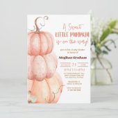 Een lieve kleine pompoen is onderweg! Baby Shower Kaart (Staand voorkant)