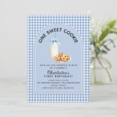 Een lieve koekjesjongen eerste verjaardag uitnodig kaart (Staand voorkant)