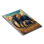 Een lieve mama en Baby olifant gepersonaliseerd Notitieboek (Rechterzijde)