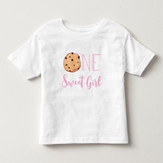 Eén lieve meisje roze cookie verjaardag kinder shirts (Voorkant)