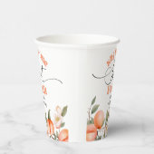 Eén lieve perzik waterverf 1e verjaardag papieren bekers (Rechts)