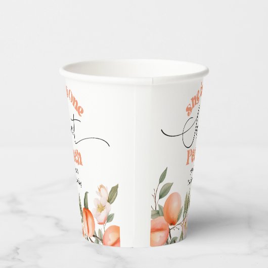 Eén lieve perzik waterverf 1e verjaardag papieren bekers (Rechts)