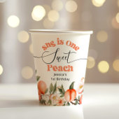 Eén lieve perzik waterverf 1e verjaardag papieren bekers