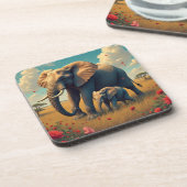 Een lieve sentimentele mama en Baby olifant Bier Onderzetter (Linkerzijde)
