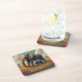 Een lieve sentimentele mama en Baby olifant Bier Onderzetter (Rechterzijde)