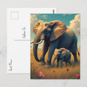 Een lieve sentimentele mama en Baby olifant Briefkaart (Voorkant / Achterkant)