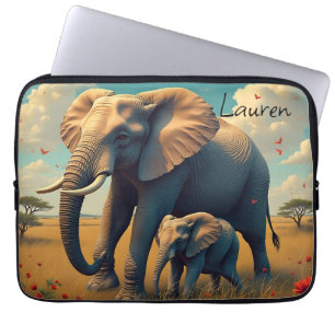 Een lieve sentimentele mama en Baby olifant Laptop Sleeve