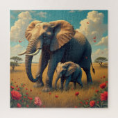 Een lieve sentimentele mama en Baby olifant Legpuzzel (Verticaal)