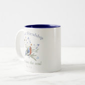 ‘Een lieve vriendschap’ Bijbelvers Waterverf Bird Tweekleurige Koffiemok (Voorkant links)