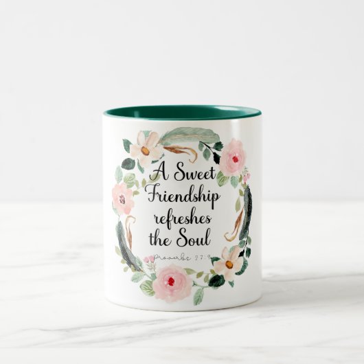 Een Lieve Vriendschap verfrist de Ziel Tweekleurige Koffiemok (Center)