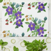 Een lieve witte all over bloemrijke theedoek (Gevouwen)