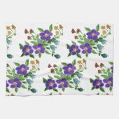 Een lieve witte all over bloemrijke theedoek (Horizontaal)