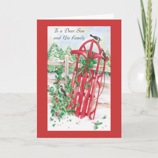Een lieve zoon en zijn gezin feestdagen kaart (Voorkant)