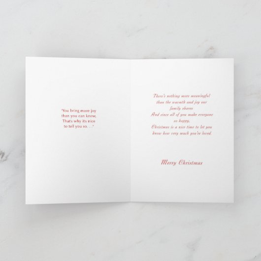 Een lieve zoon en zijn gezin feestdagen kaart (Binnen)