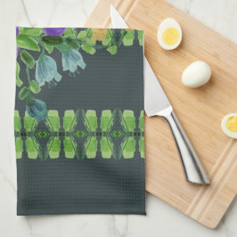 Een lieveling bloemige theedoek met Blauwgroen