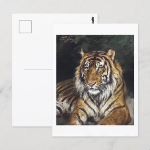 Een liggende tijger (1866-1919) olieverfschilderij briefkaart