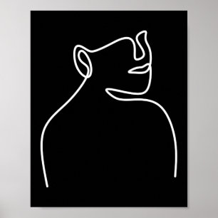 Eén lijn continue digitale kunst poster