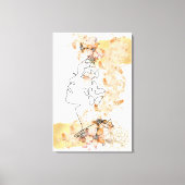 Een lijn gezicht kunst met perzik bloem vlekken go canvas afdruk (Voorkant)