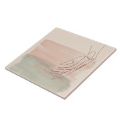 Eén lijn grafisch teken hand in waterpastel tegeltje (Zijkant)