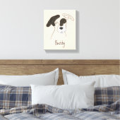 één lijn-kunst met kleur canvas afdruk (Insitu (Slaapkamer))