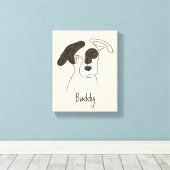 één lijn-kunst met kleur canvas afdruk (Insitu (Houten vloer))