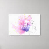 Een lijn meisjes gezicht roze blauwe wolken met go canvas afdruk (Voorkant)