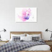 Een lijn meisjes gezicht roze blauwe wolken met go canvas afdruk (Insitu (Slaapkamer))