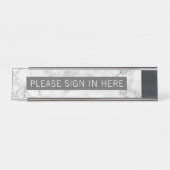 Één Lijn van Tekst - Grijze Witte Marmer Bureau Naambordje (Voorkant)