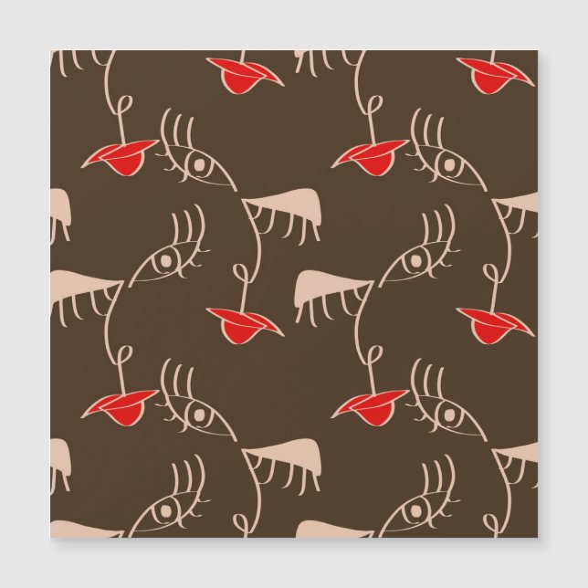 Een-lijn vrouw gezicht: abstract patroon. (Voorkant)