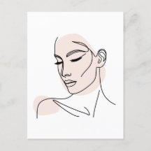 Één lijn Vrouw Gezicht Tekening No2