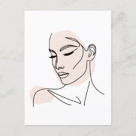 Één lijn Vrouw Gezicht Tekening No2 Briefkaart